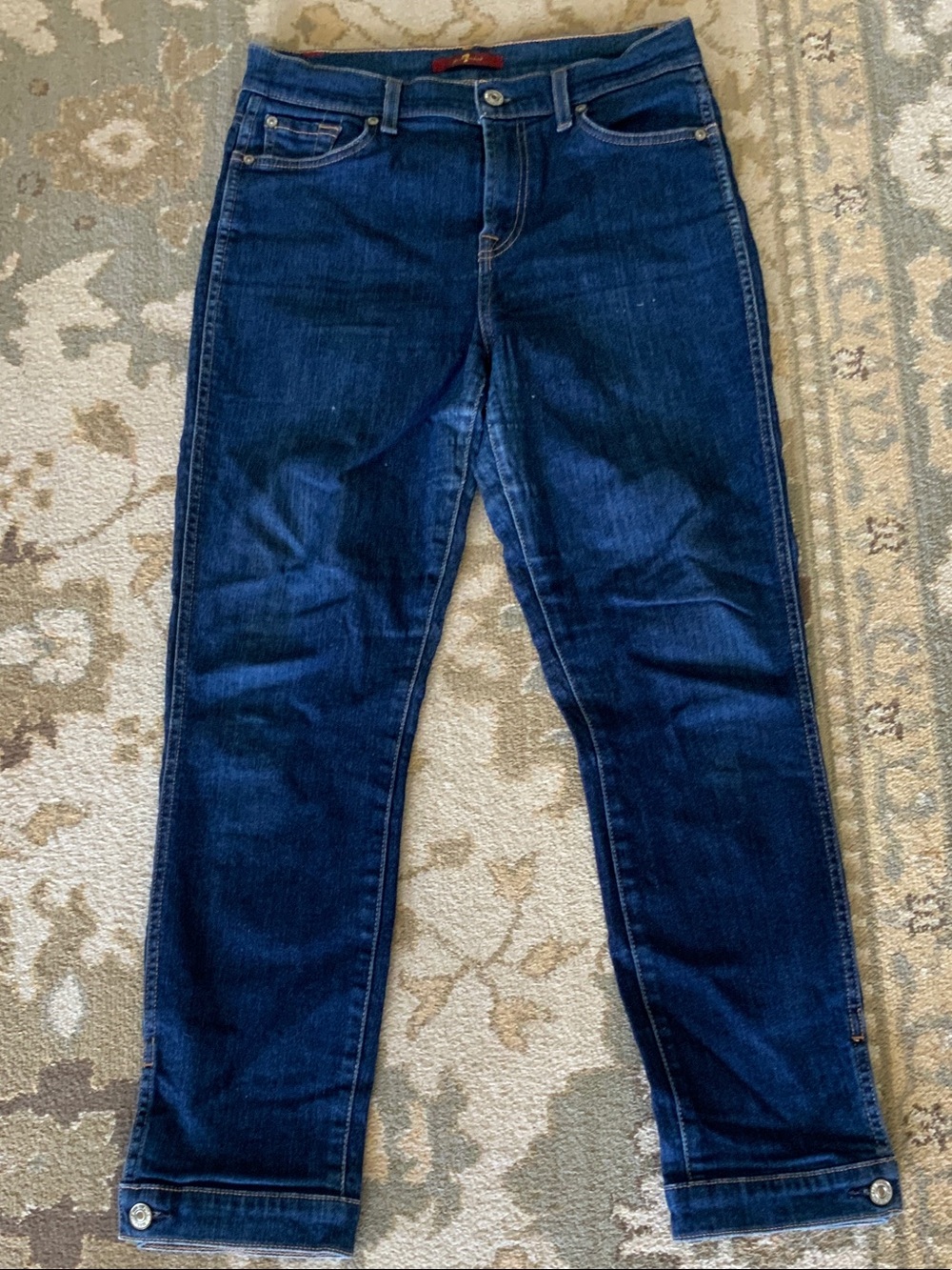 7 For All Mankind Deep Indigo Slim Straight Jeans - Picture 1 of 8